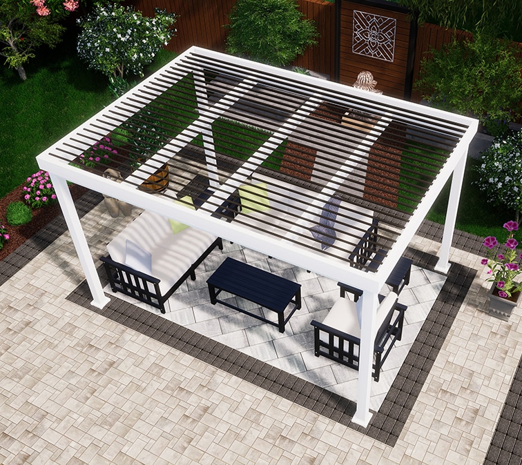 Pergola, Free Standing, Roma Columns, White, Bronze, Daytime