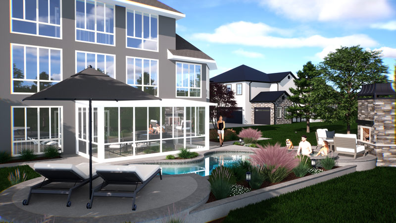 Lanai Porch Makeover with Sunroom, Studio Roof, Vista View  Walls, Lower Transoms in White